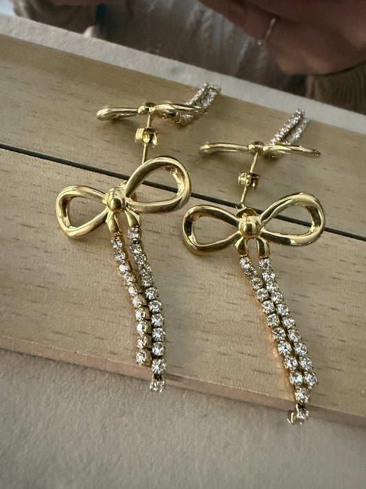 Orecchino Fiocco Strass