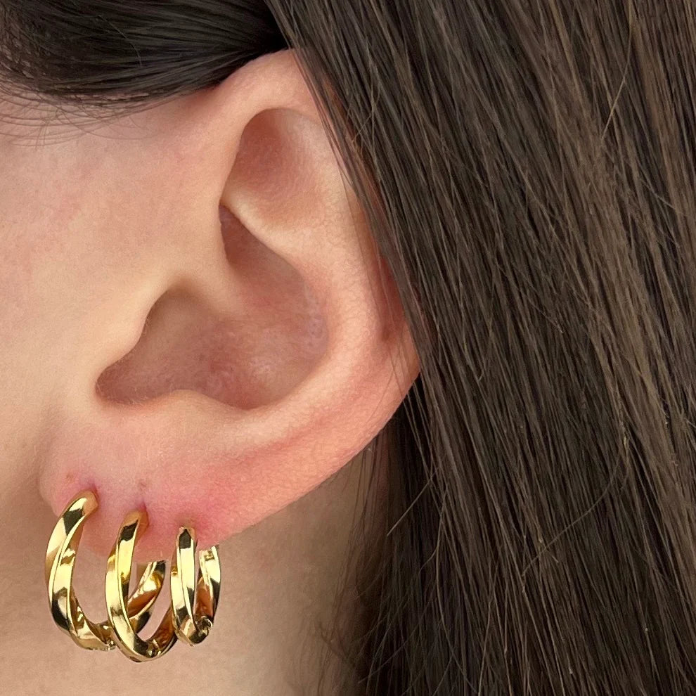 Orecchini tris cerchietti torchon