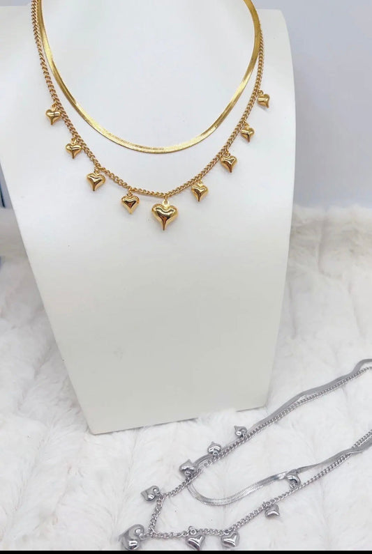 Collana Doppio Filo Cuori