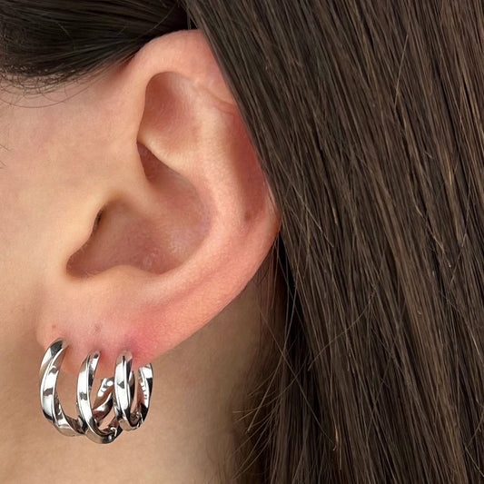 Orecchini tris cerchietti torchon