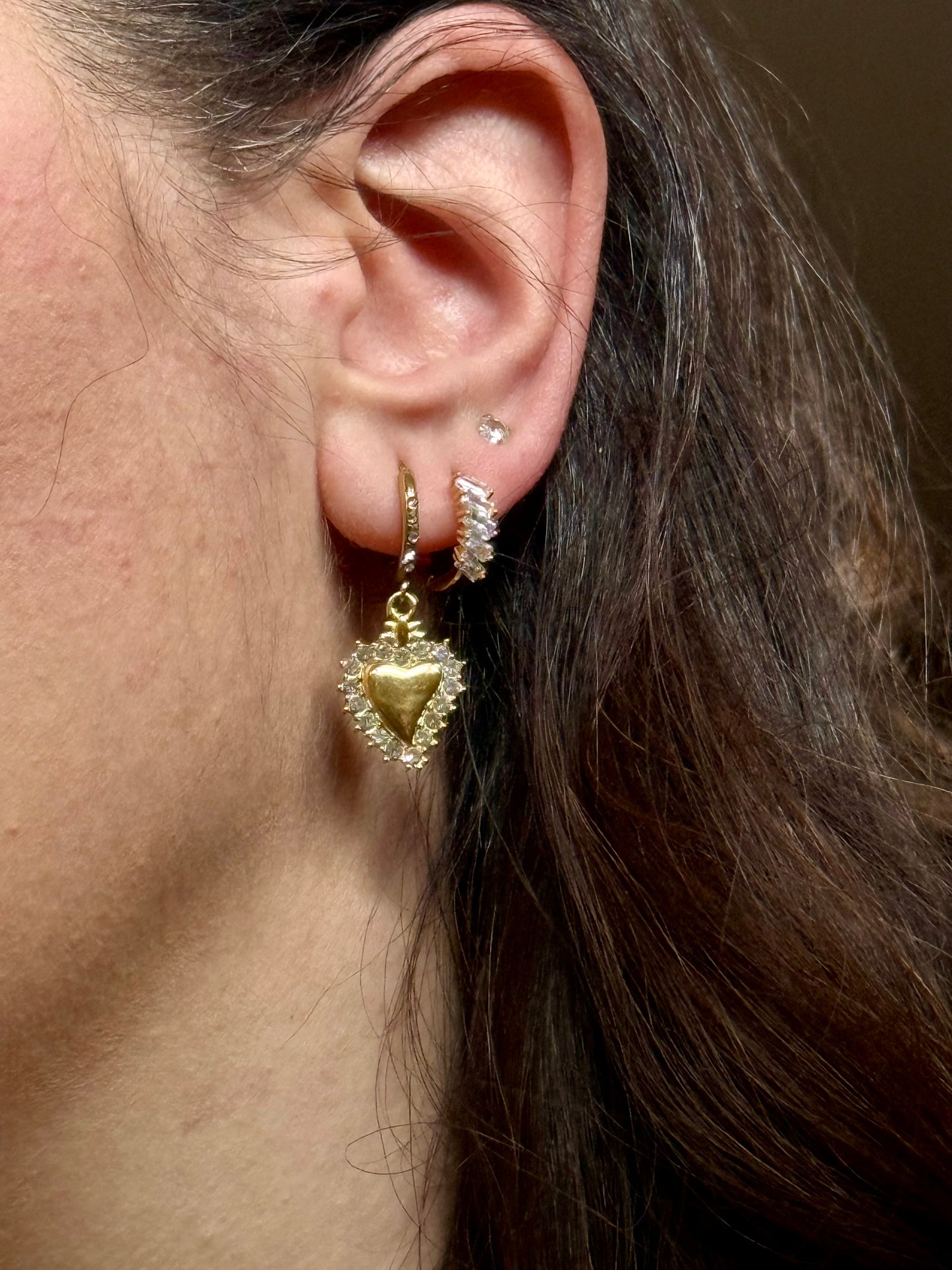 Orecchini Cerchietto Cuore Sacro