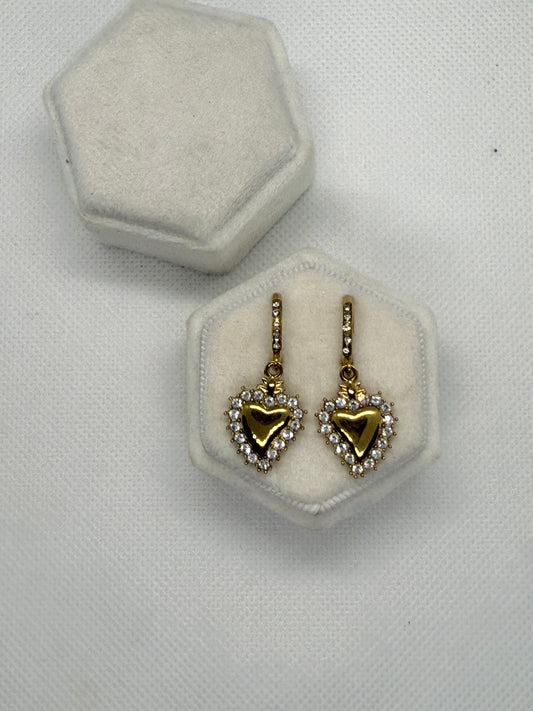 Orecchini Cerchietto Cuore Sacro