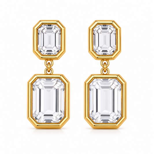 Orecchini Emerald Double Drop Crystal