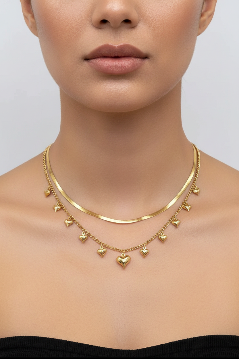 Collana Doppio Filo Cuori